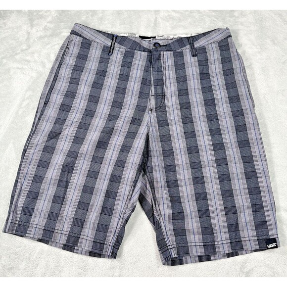 Vans Other - Vans Mens Plaid Casual Shorts Gray Black Skate Chino Size 32